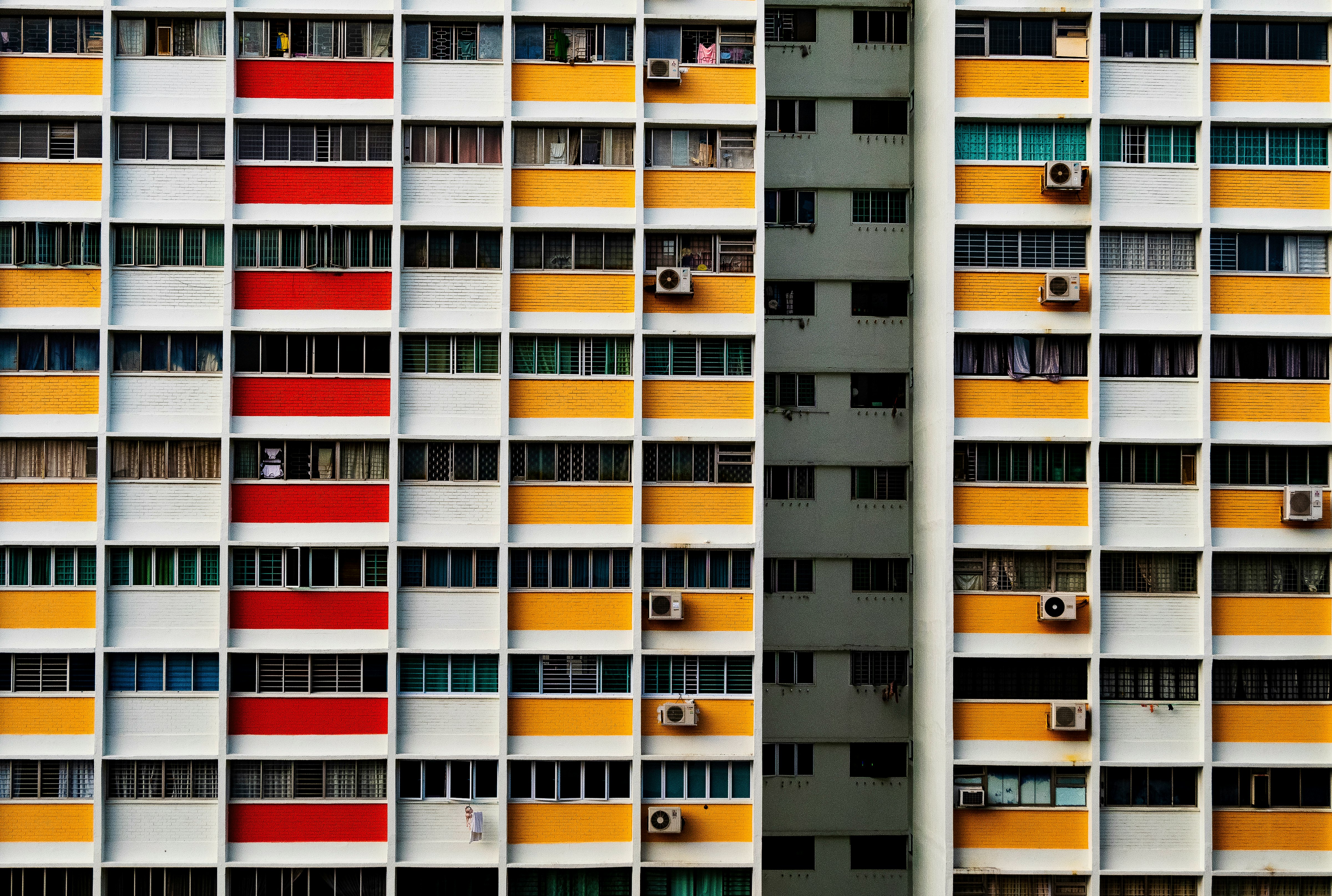 white red and blue concrete building